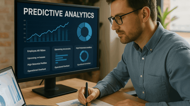 reclutador con una pantalla de big data